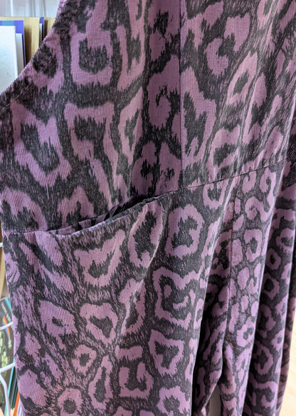 The Edit - Plum Leopard Print Corduroy Dungarees