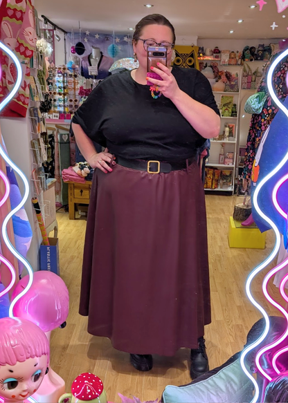 The Edit - Faux Leather Burnt Orange Midi Skirt