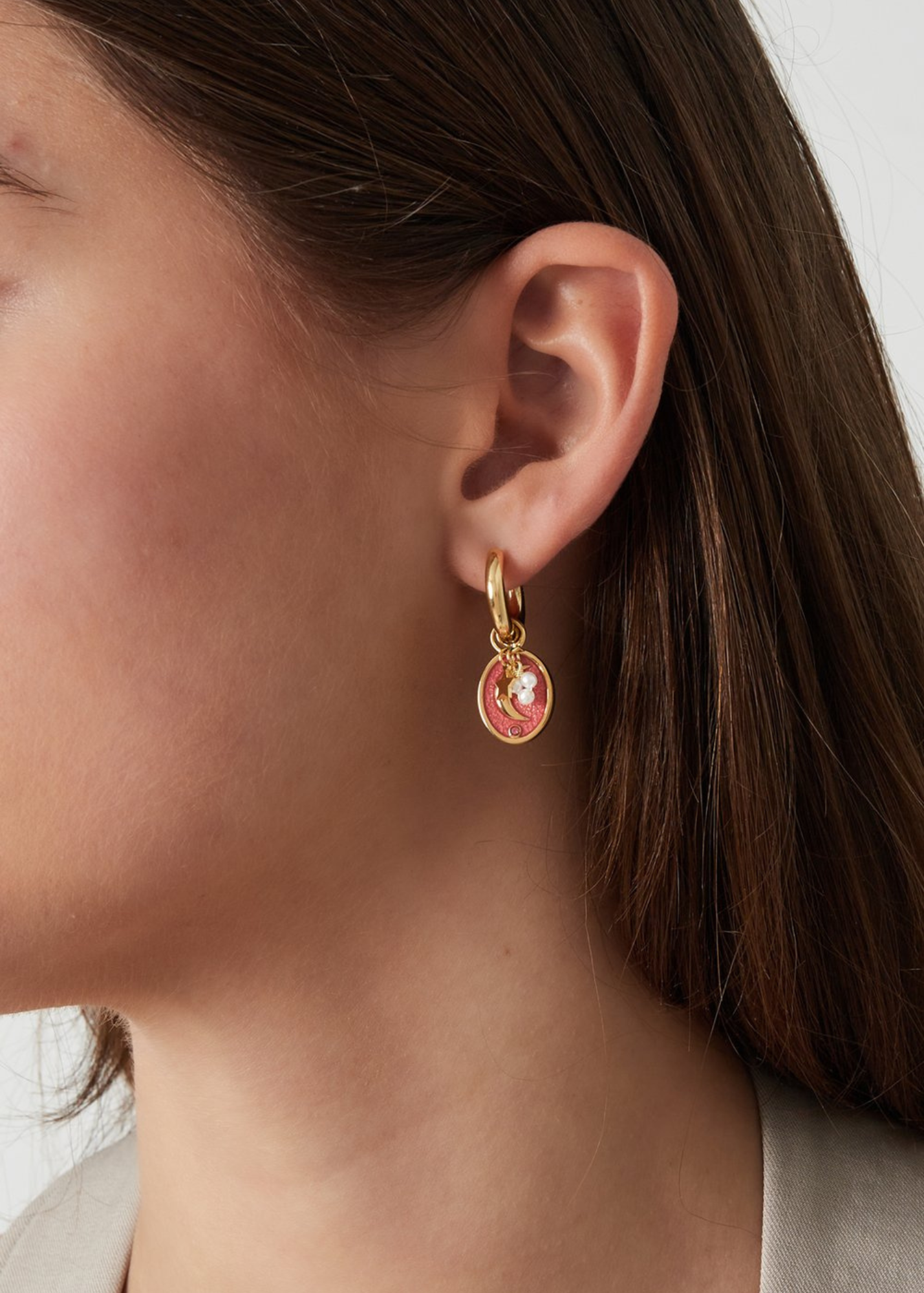 The Edit - Moon Charm Earrings in Gold