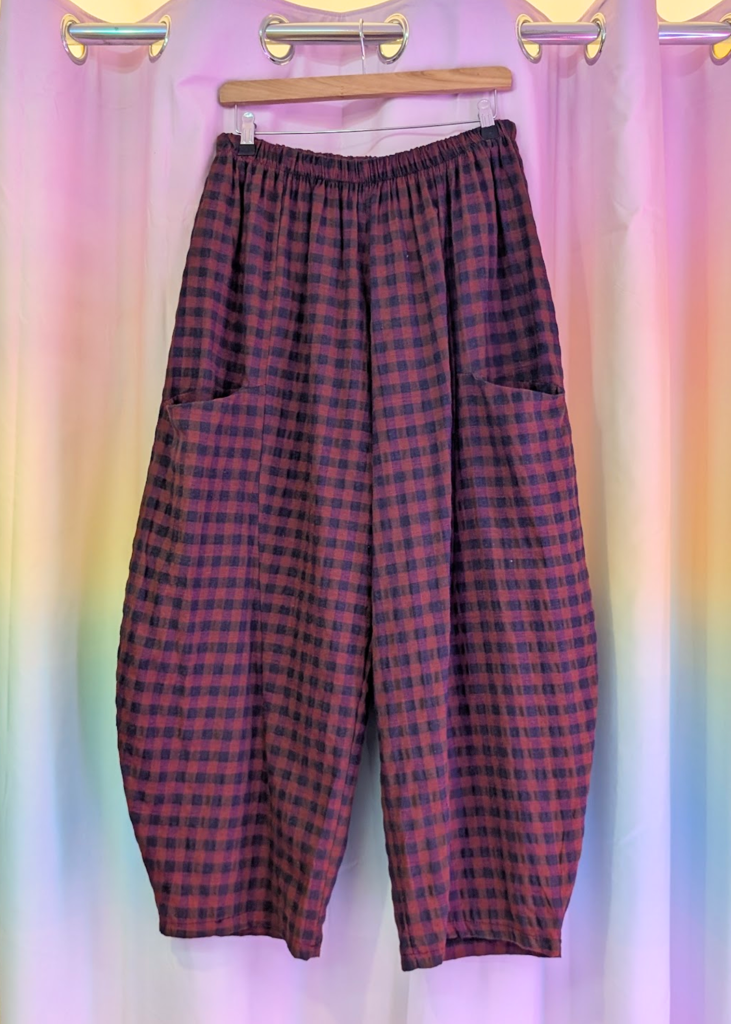 The Edit - Orange & Purple Gingham Check Cocoon Trousers