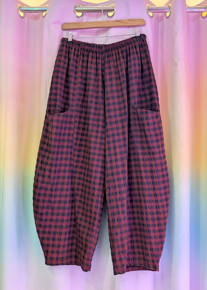 The Edit - Orange & Purple Gingham Check Cocoon Trousers