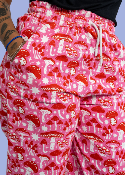 Rebel Romance x Stacey McEvoy-Caunt Red & Pink Mushroom Cropped Wide Leg Trousers
