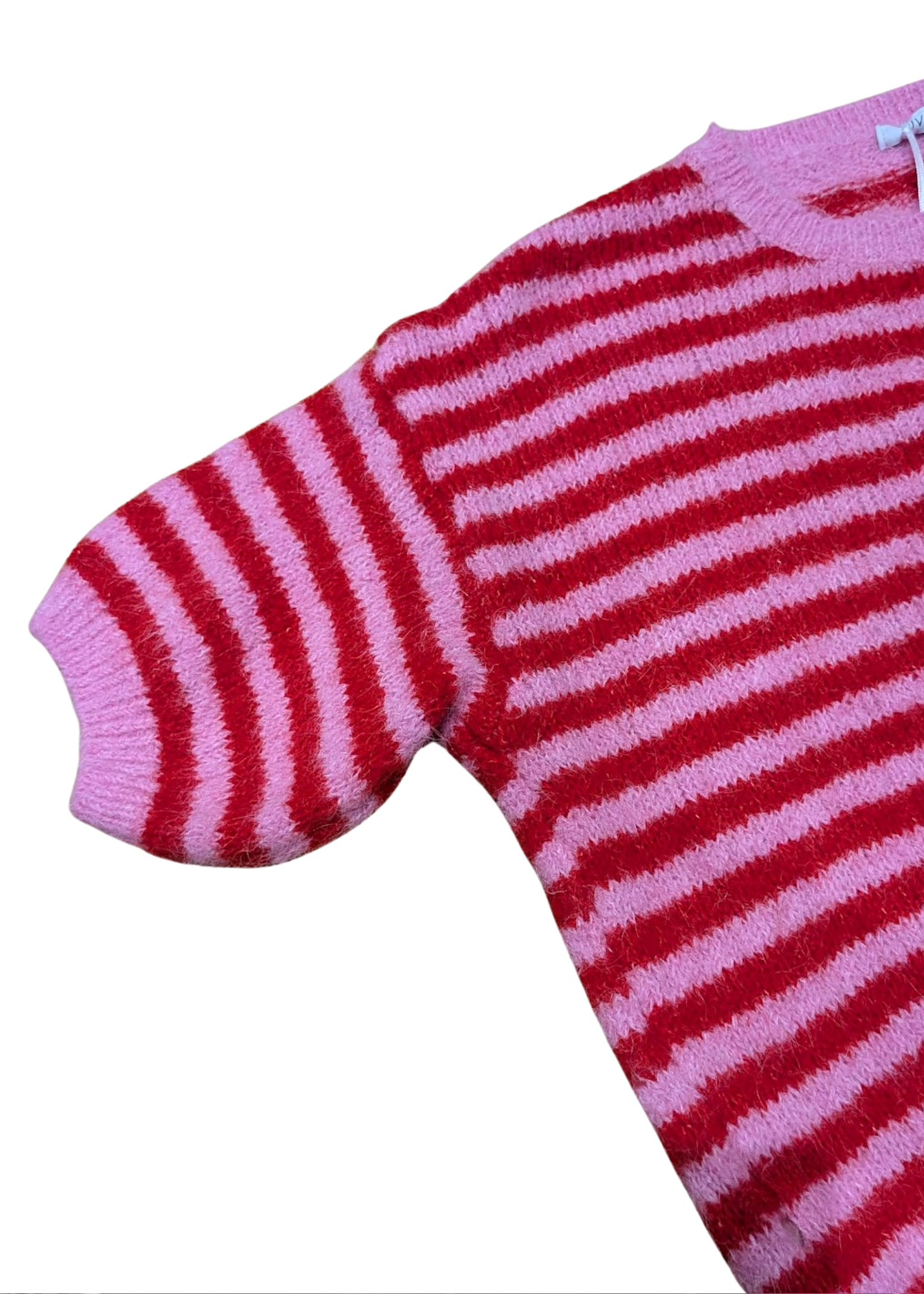 The Edit - Red & Pink Stripe Short Sleeve Knit Jumper