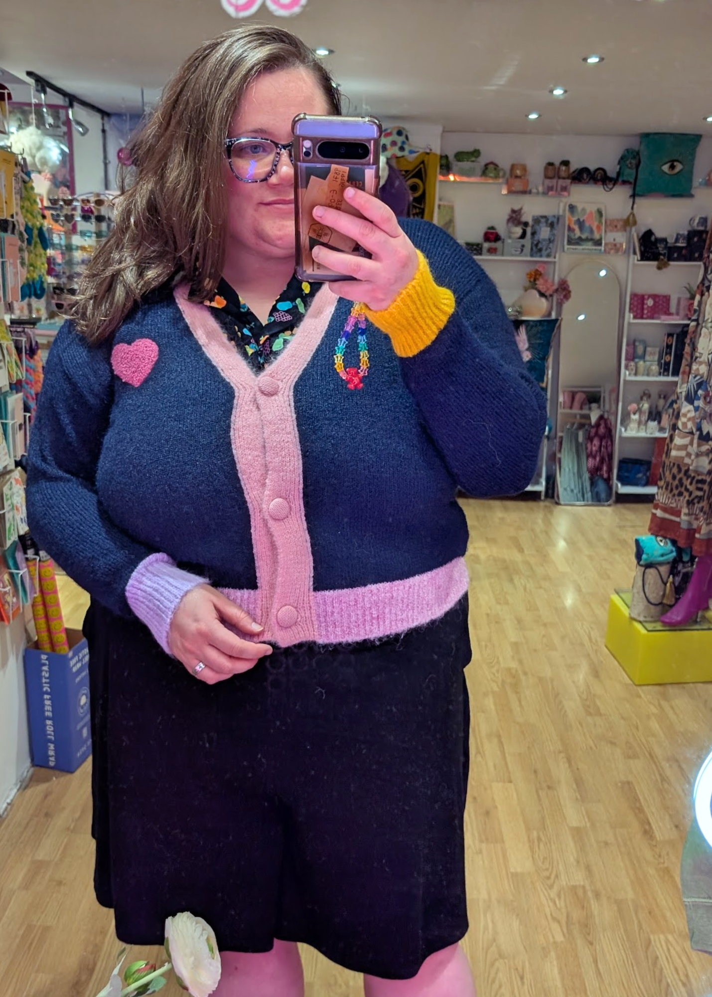 The Edit - Colourblock Love LA Cardigan in Navy