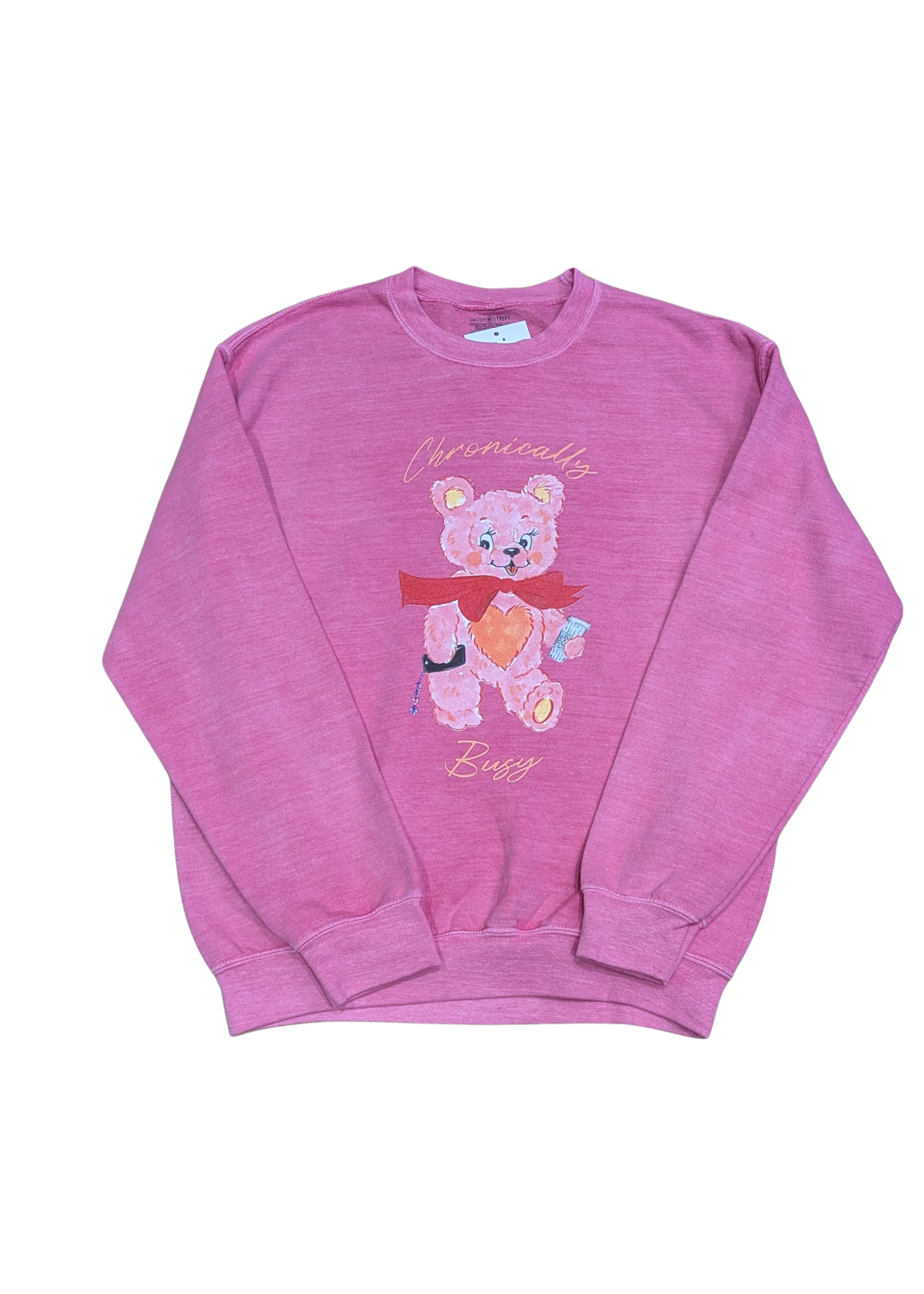Daisy Street - Pink Chronically Busy Bear Sweater