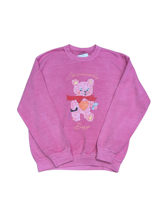 Daisy Street - Pink Chronically Busy Bear Sweater