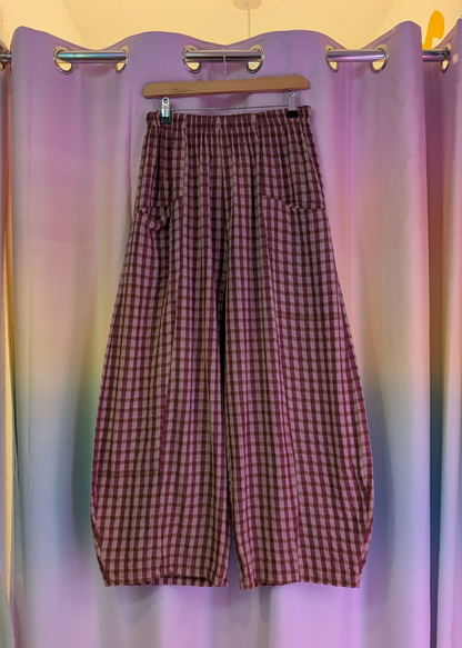 The Edit - Raspberry & Blush Checked Gingham Cocoon Trousers