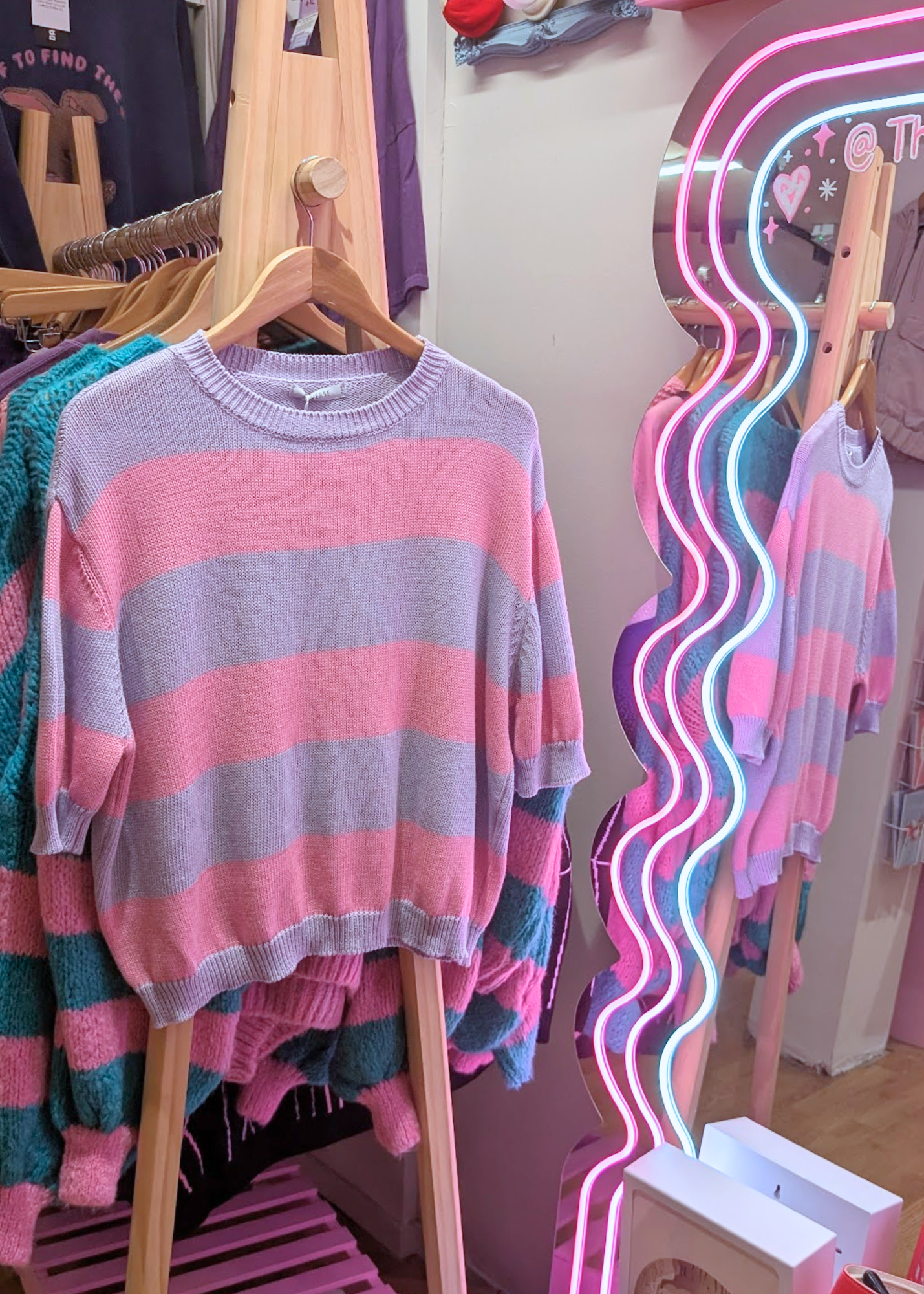 The Edit - Pink and Lilac Stripe Knit Top