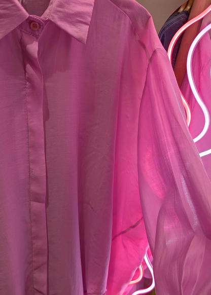 The Edit - Floaty Pink Oversized Button Up Shirt