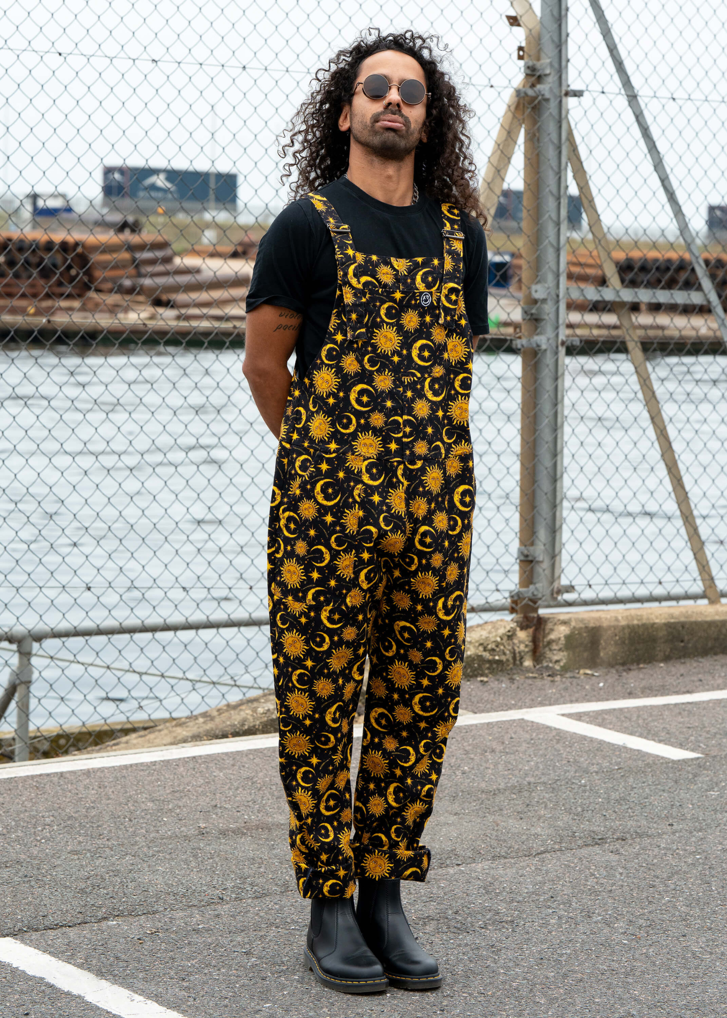 Rebel Romance - Celestial Sun and Moon Stretch Dungarees