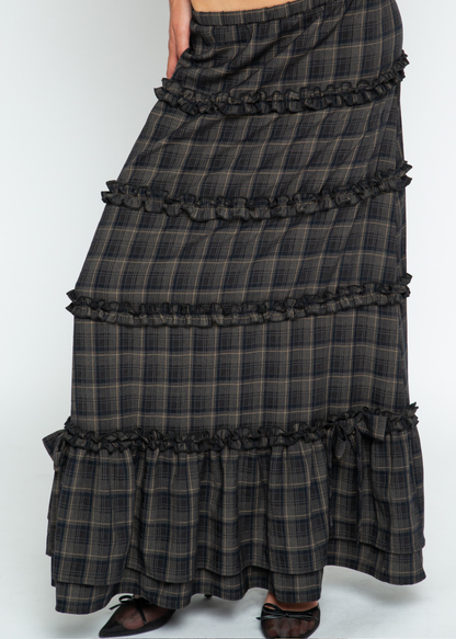 Daisy Street - Snowdrop Grey Checked Skirt with Bows