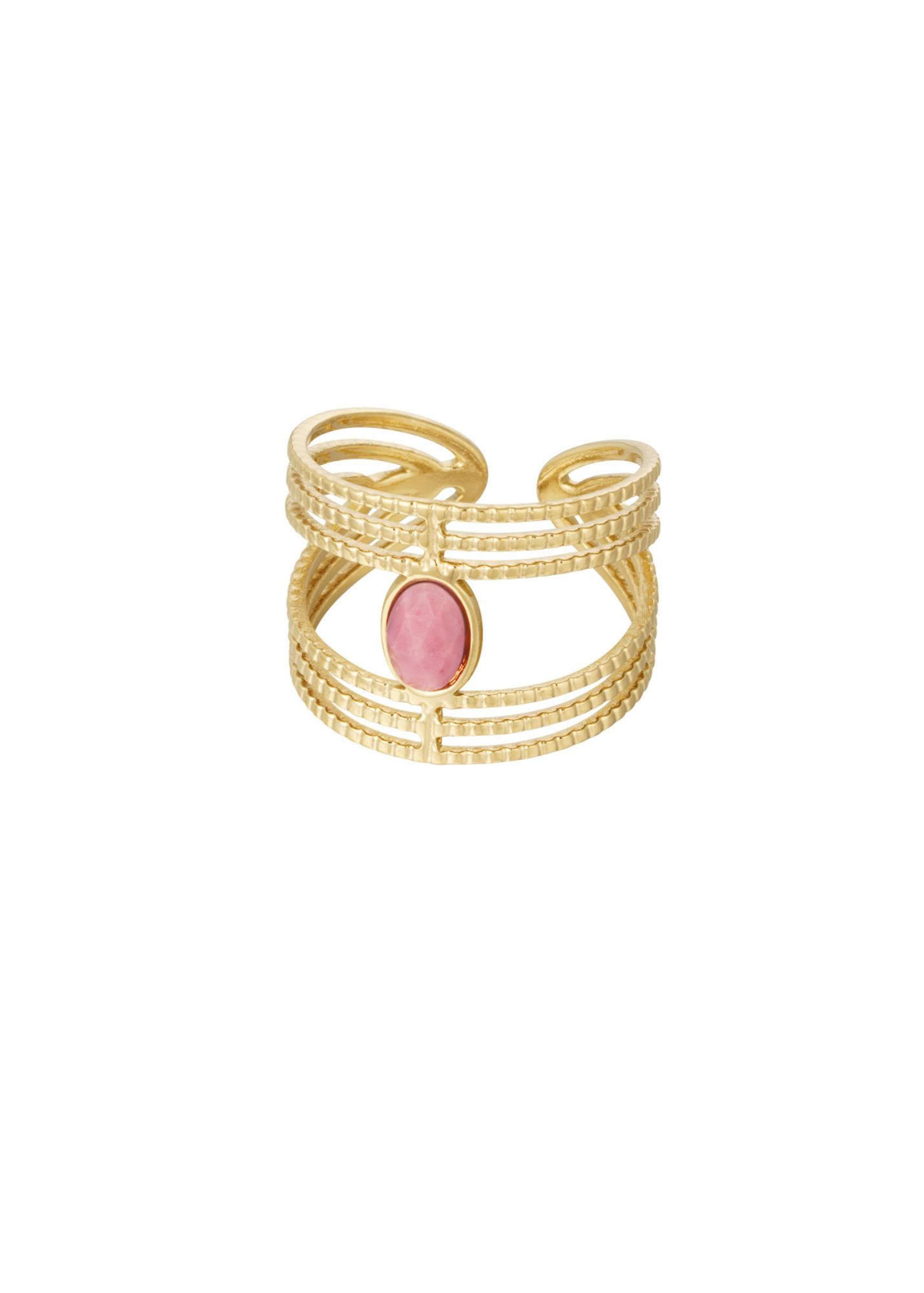 The Edit - Statement Banded Pink Stone Ring