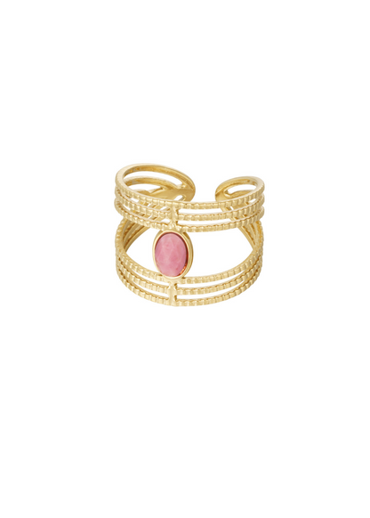 The Edit - Statement Banded Pink Stone Ring