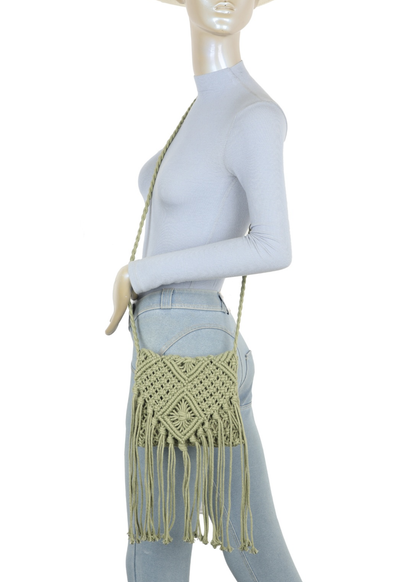 The Edit - Olive Green Macramé Cross-body Bag