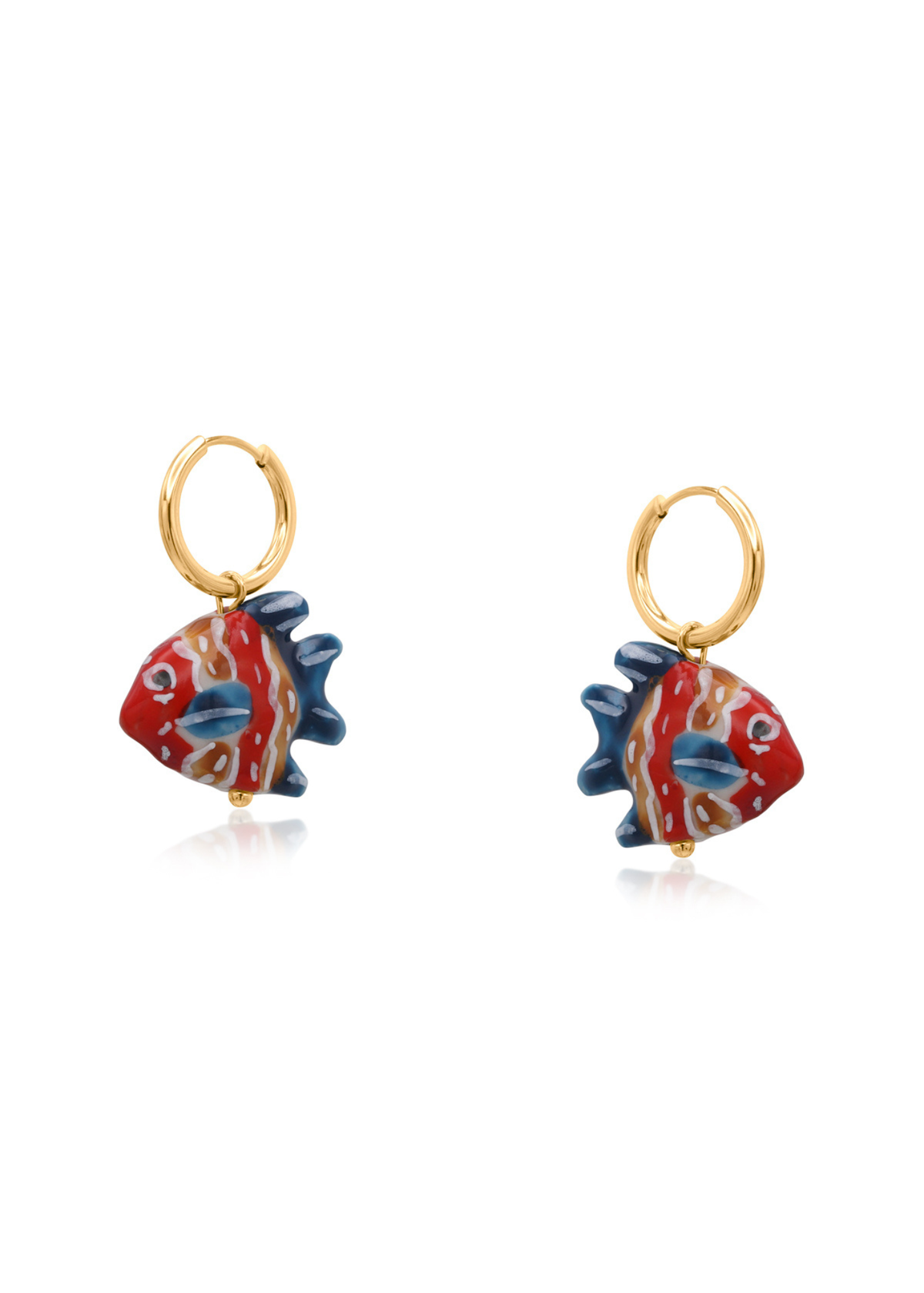 Big Metal London - Ceramic Painted Fish Charm Earrings