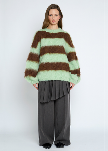 Daisy Street - Brushed Mint Chocolate Stripe Jumper