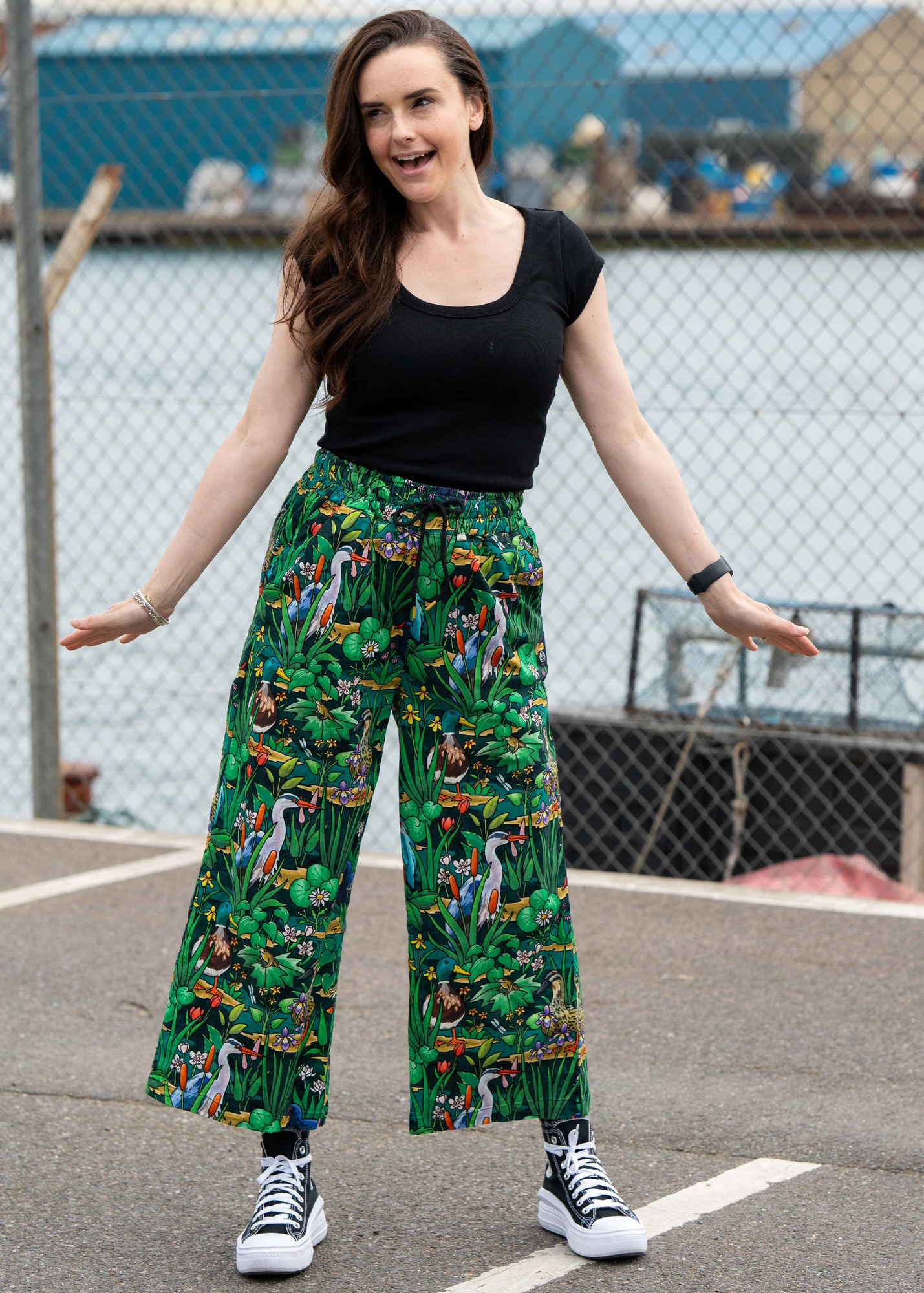 Rebel Romance - Pond Birds Wide Leg Cropped Trousers