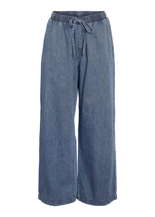 Noisy May Curve - Wide Leg Blue Denim Trousers