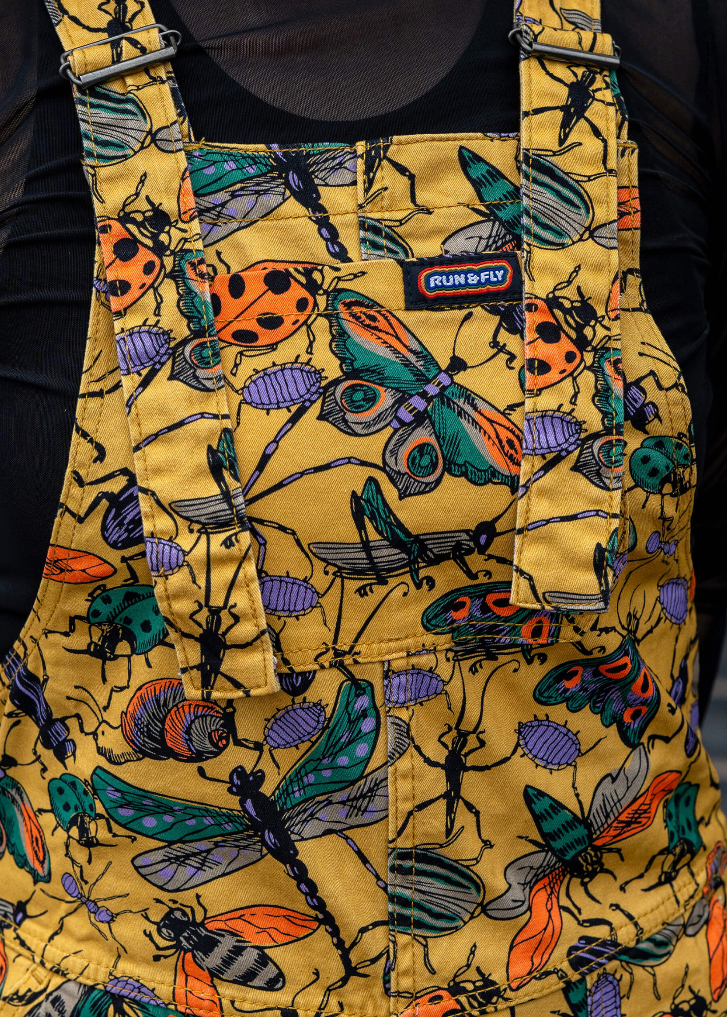 Run & Fly - Mustard Beasties Stretch Twill Dungarees