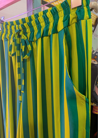 The Edit - Green Striped Trousers
