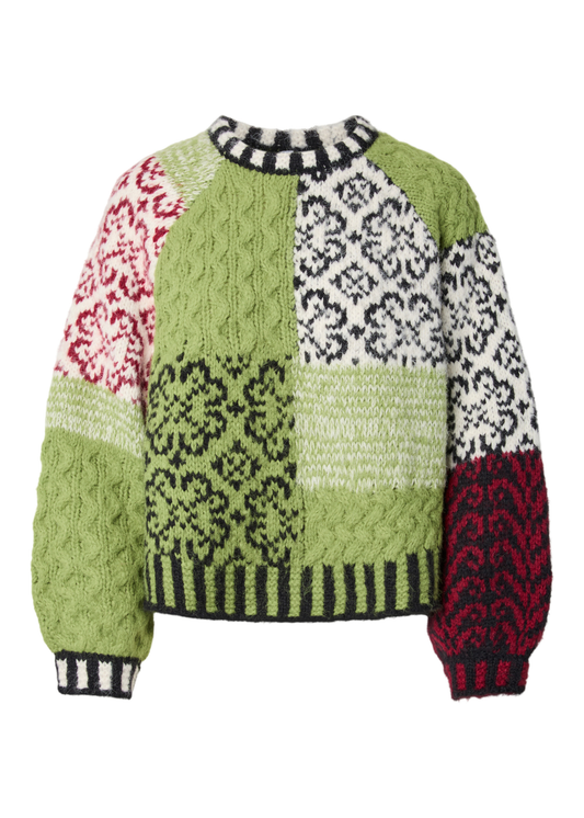 Pieces - Green Stripe Mismatch Jumper