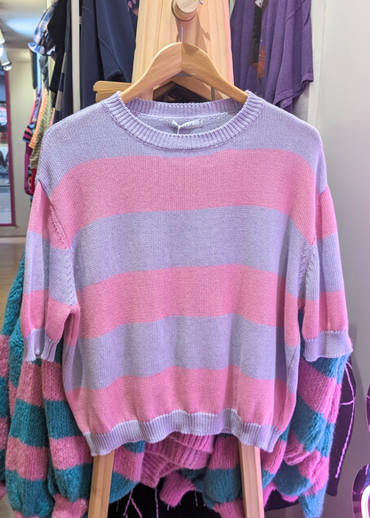The Edit - Pink and Lilac Stripe Knit Top