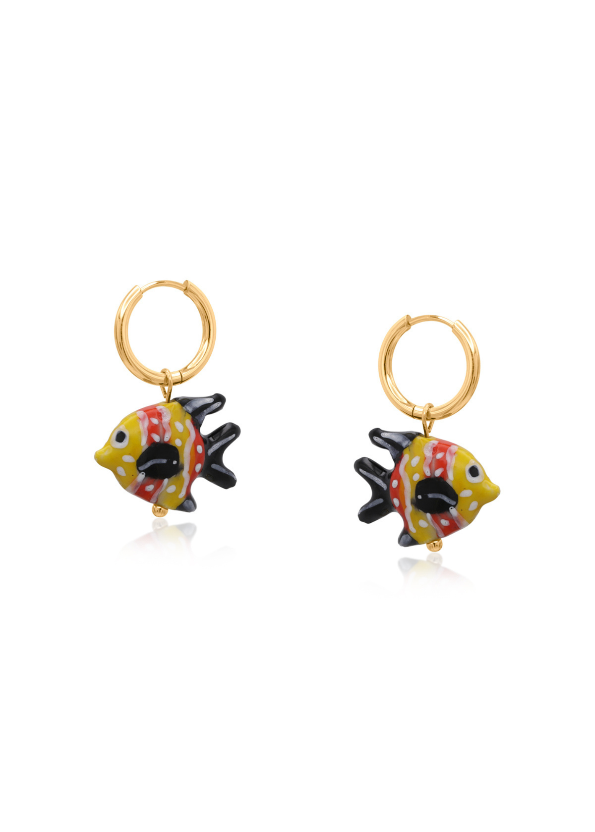 Big Metal London - Ceramic Painted Fish Charm Earrings