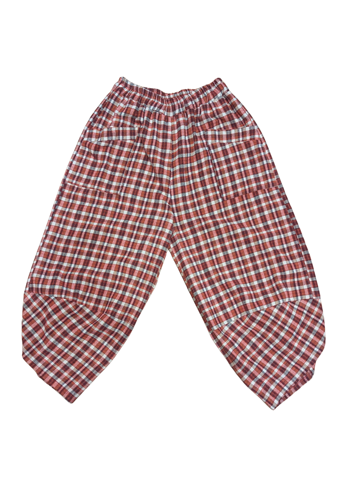 The Edit - Cropped Orange Plaid Brushed Cotton Cocoon Trousers