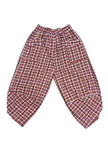The Edit - Cropped Orange Plaid Brushed Cotton Cocoon Trousers