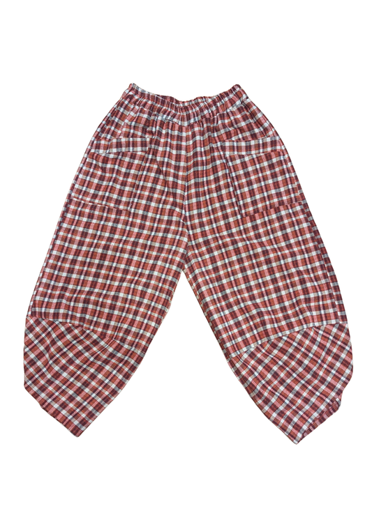 The Edit - Cropped Orange Plaid Brushed Cotton Cocoon Trousers