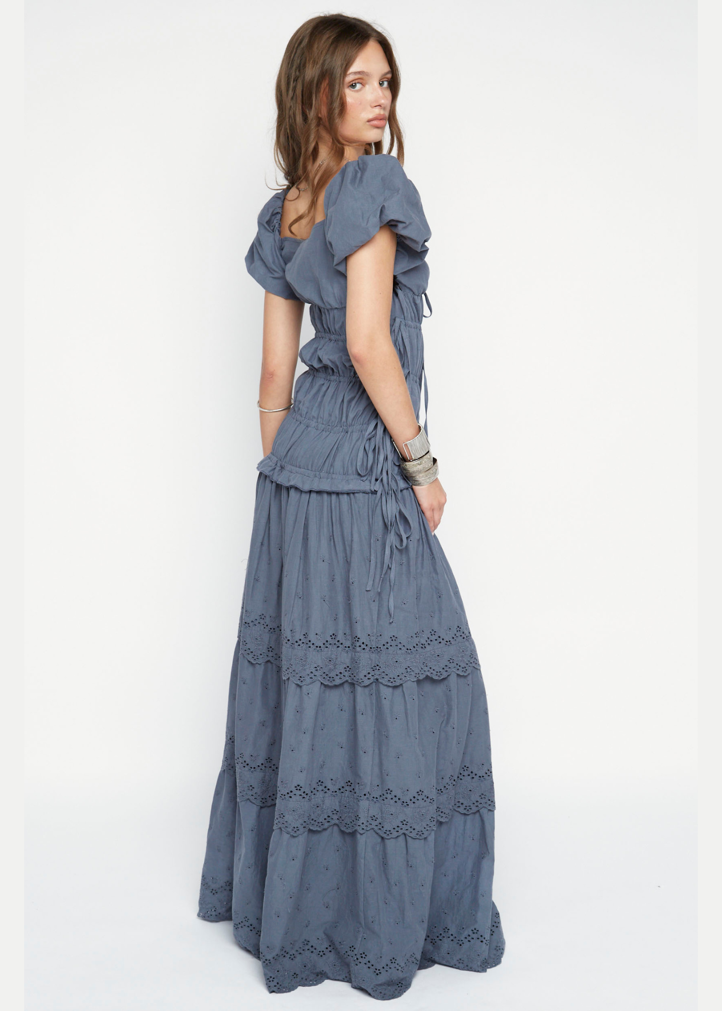 Daisy Street - Ruey Blue Scallop Lace Maxi Dress