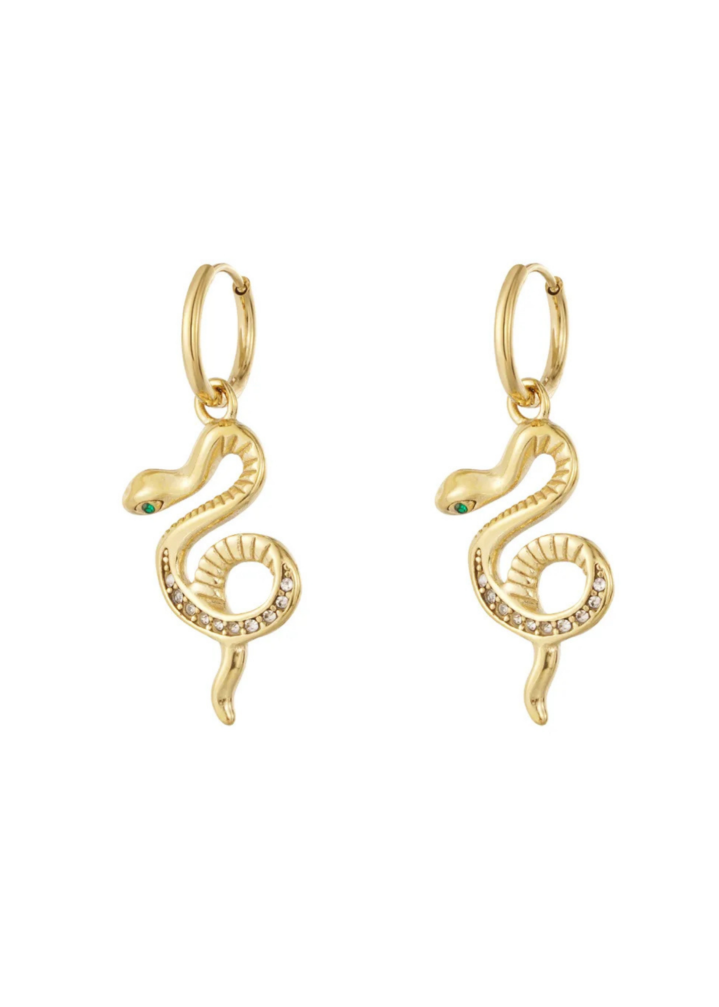 The Edit - Jeweled Snake Drop Earrings in Gold