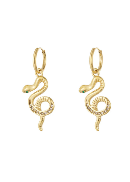 The Edit - Jeweled Snake Drop Earrings in Gold