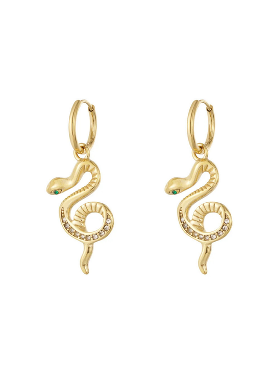 The Edit - Jeweled Snake Drop Earrings in Gold