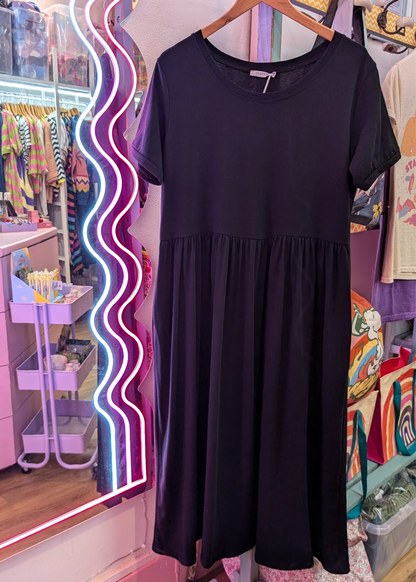The Edit - Black Smock Dress with Pockets