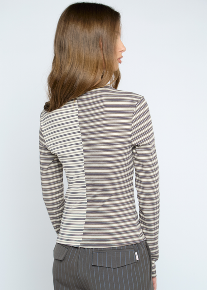 Daisy Street - Pecan Stripe Mismatch Cardigan