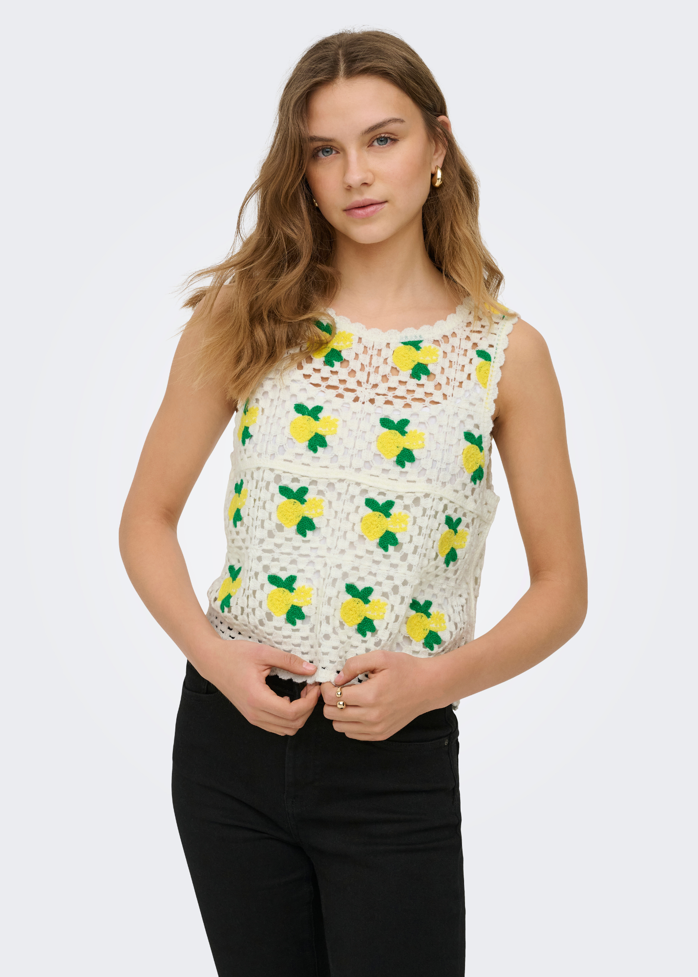Only - Lemons Crochet Detail Knit Vest