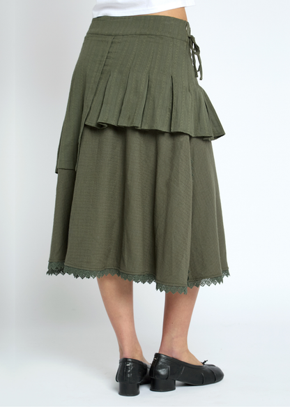 Daisy Street - Echo Khaki Mismatched Tiered Skirt