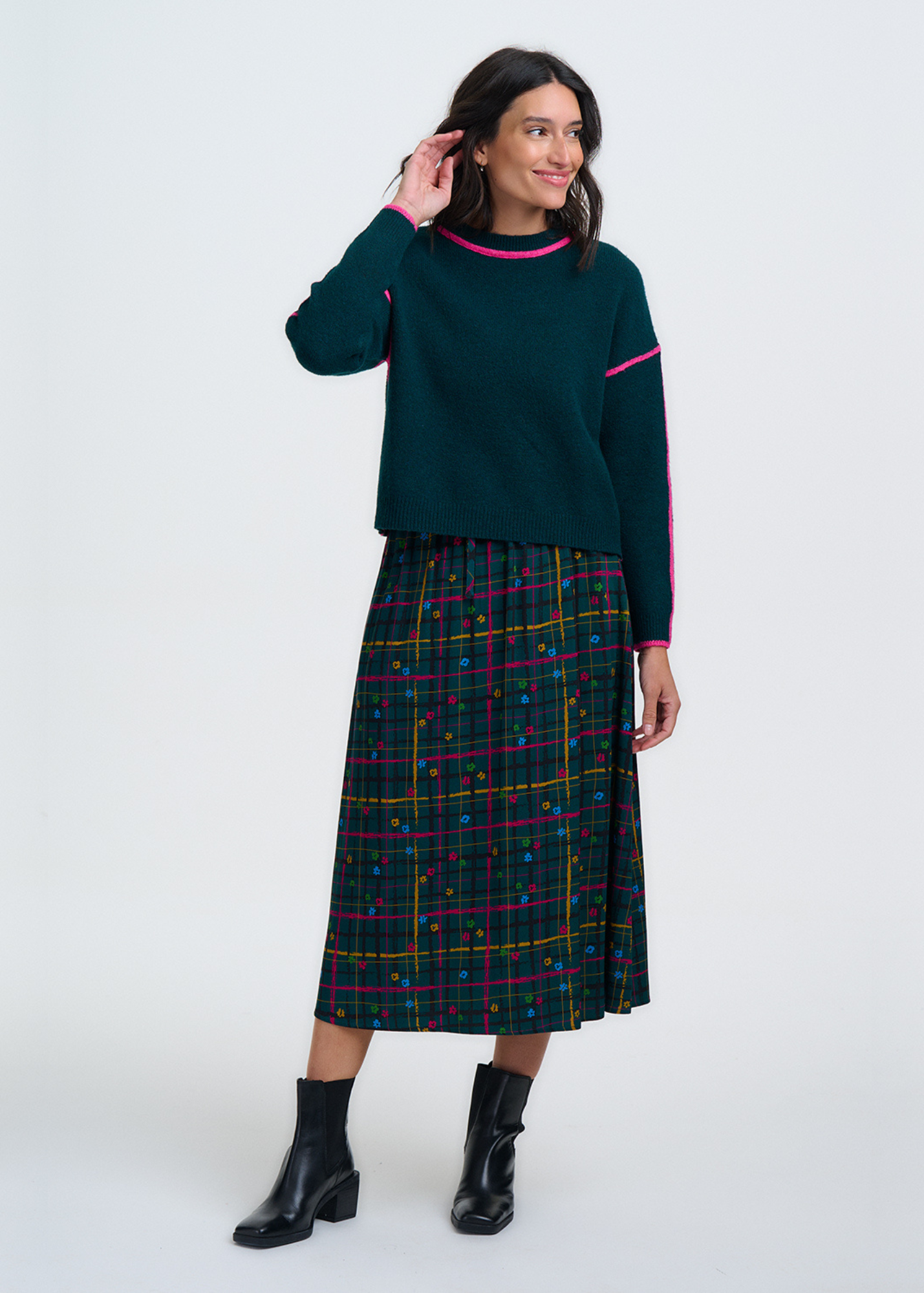 Sugarhill Brighton - Melody Teal Doodle Midi Skirt