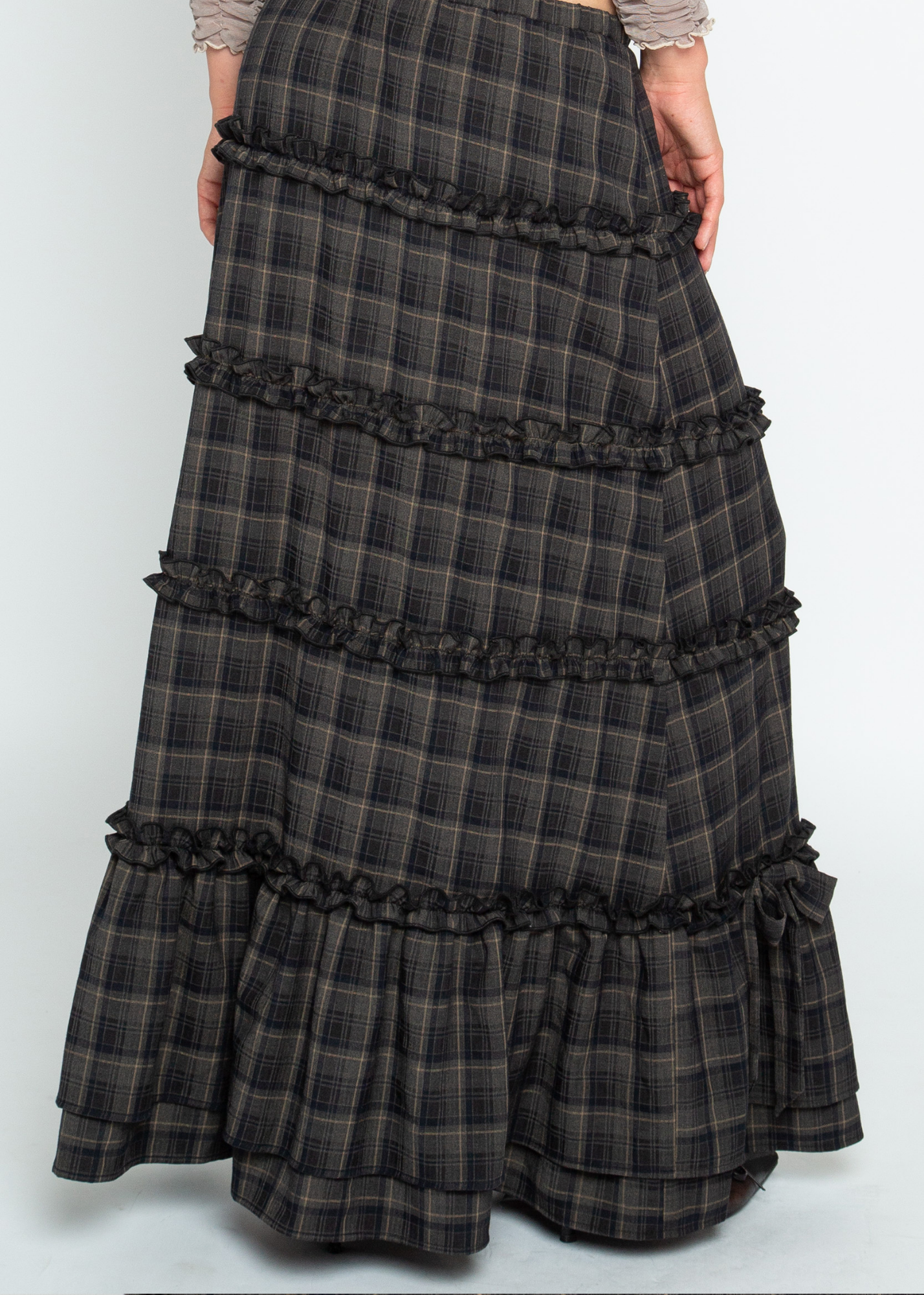 Daisy Street - Snowdrop Grey Checked Skirt with Bows