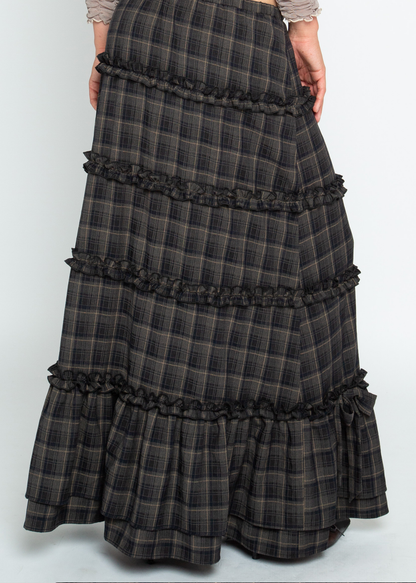 Daisy Street - Snowdrop Grey Checked Skirt with Bows