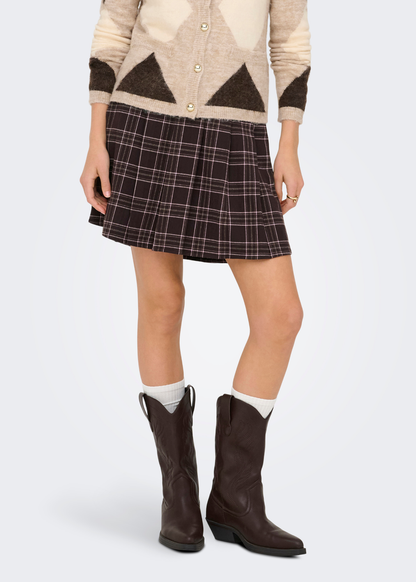 Only - Brown & Pink Checked Mini Skirt