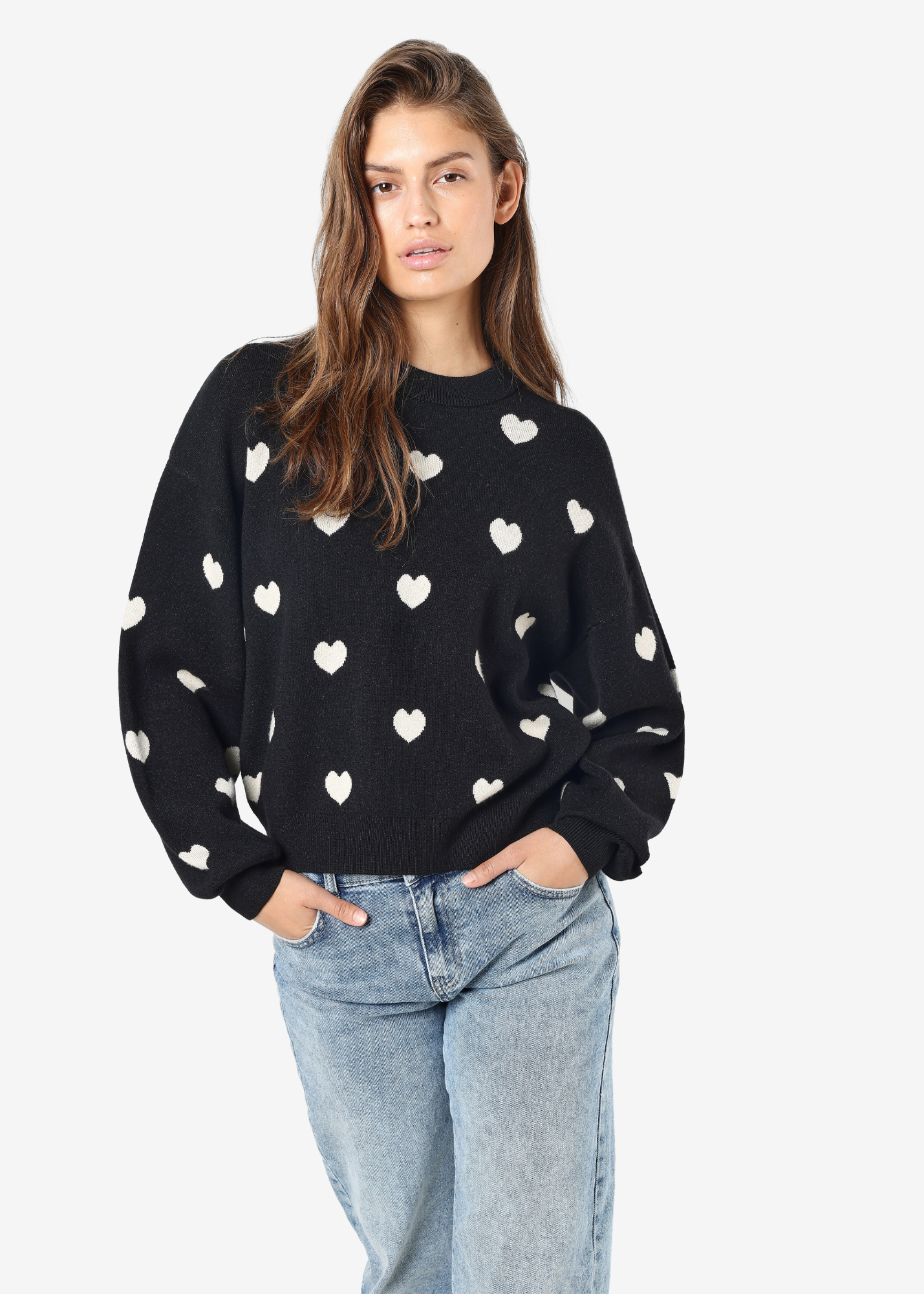 Noisy May - Black and White Heart Sweater