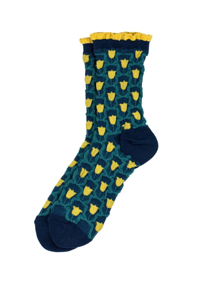 Joe Cool - Yellow Flower Frill Cuff Socks