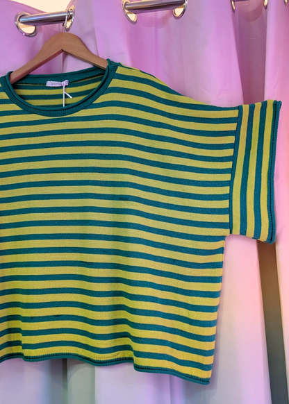 The Edit - Double Green Stripe Knit Top