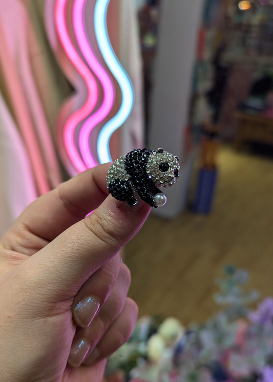 The Edit - Bejeweled Panda & Pearl Brooch