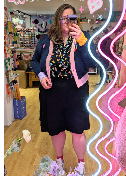 The Edit - Colourblock Love LA Cardigan in Navy