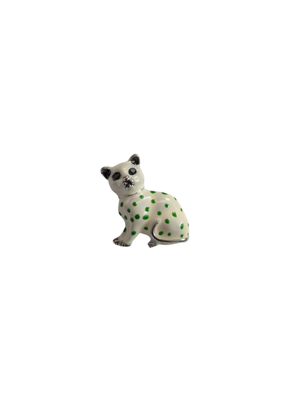 The Edit - Mini White & Green Spotty Cat Brooch
