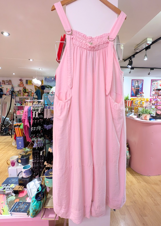 The Edit - Lightweight Dungarees in Pink