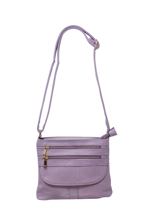 Thunder Egg - Vintage Style Faux Leather Cross-Body Bag in Lavender